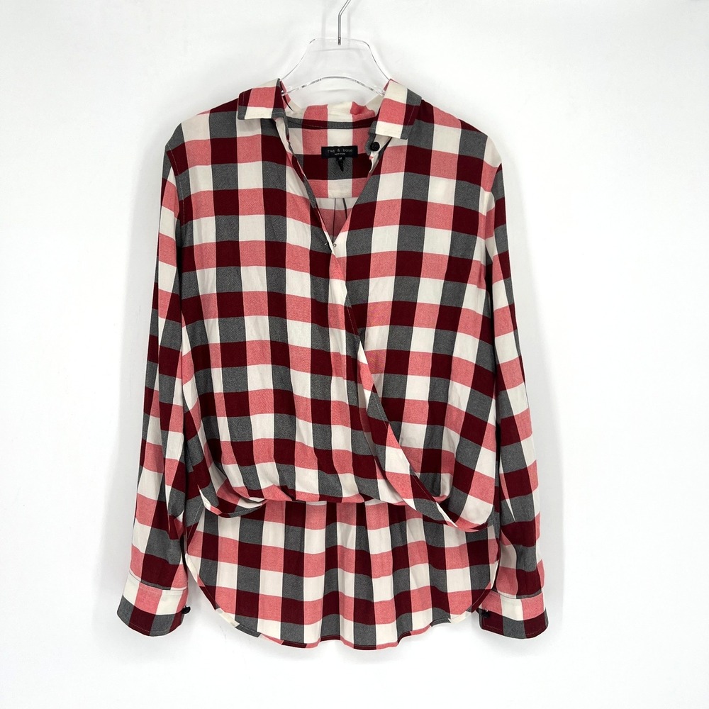 Rag & Bone Top Womens M Buffalo Plaid Red‎ Checkered Western Country